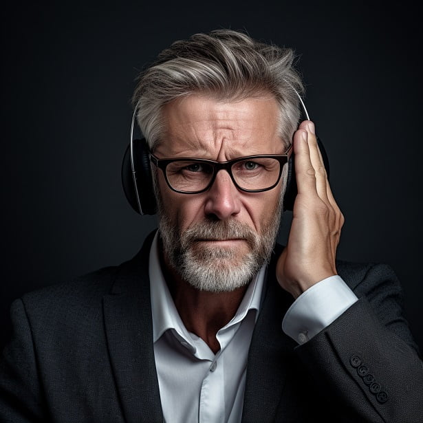 homme ayant des problèmes d'audition